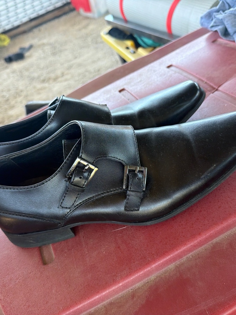 Calvin Klein Men's Black Double Monk Strap Dress Shoes
